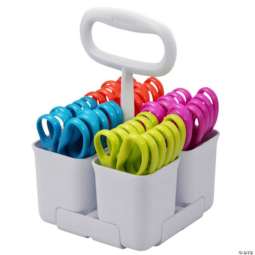 Stanley Art & Scissor Caddy with 24 Pack of Pointed Tip Kids Scissors Image