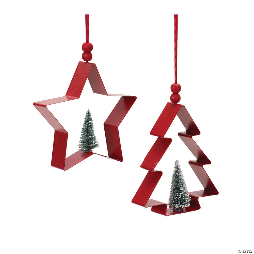 Star And Tree Cookie Cutter Ornament (Set Of 6) 4"H, 4.75"H Metal Image