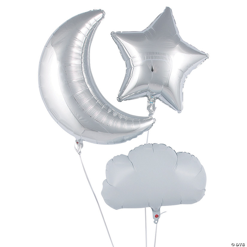 Star, Cloud & Moon 18"-20" Mylar Balloons - 3 Pc. Image