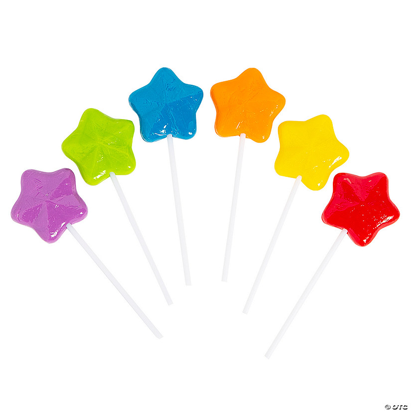 Star-Shaped Rainbow Lollipops - 12 Pc. Image