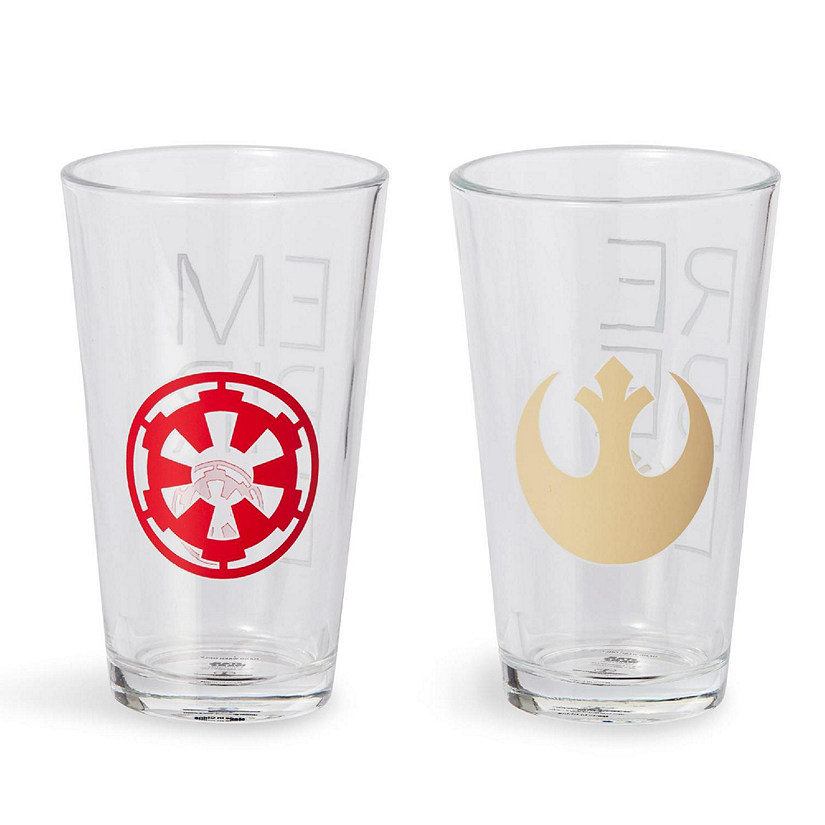 Star Wars 16oz Pint Glasses - Rebel & Empire Symbols - 2 Set Image