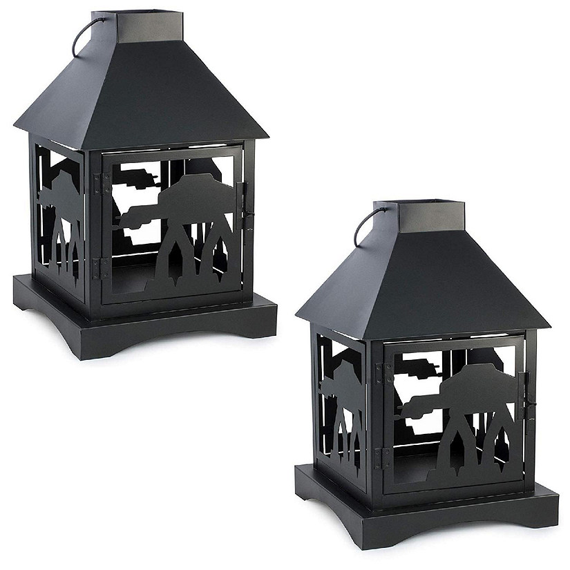 Star Wars Black Stamped Lantern  Imperial AT-AT  12 Inches  Set of 2 Image