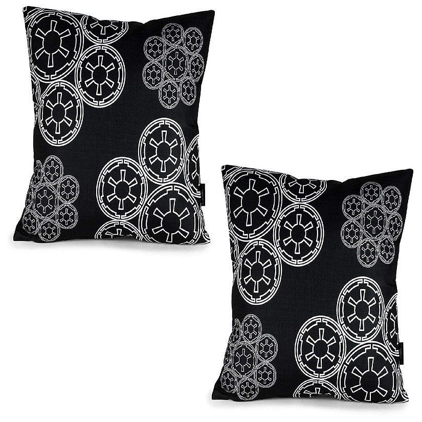 Star Wars Black Throw Pillow  White Imperial Logo  20 x 20 Inches  Set of 2 Image