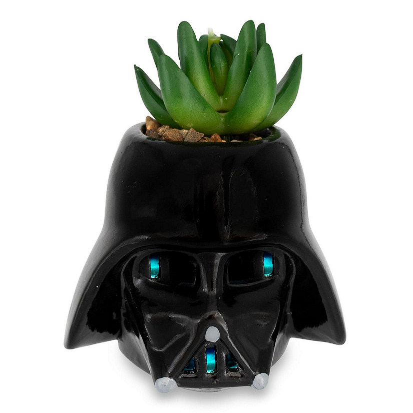 Star Wars Darth Vader Helmet Light-Up Mini Planter With Artificial Succulent Image