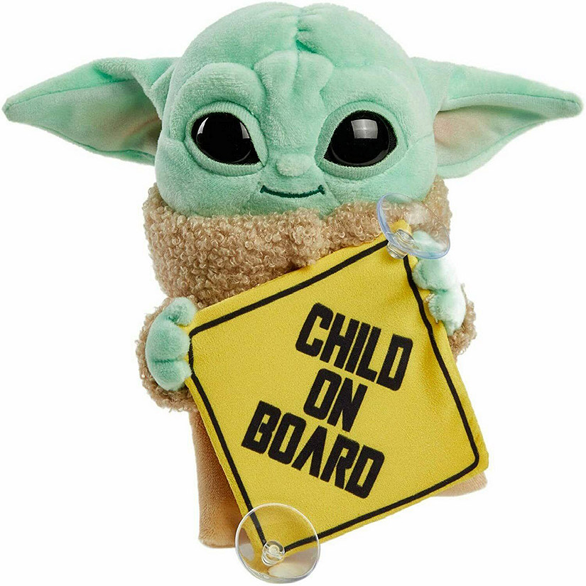 Star Wars Grogu Plush &#8220;Child on Board&#8221; Sign +Toy, 8-in Character from The Mandalorian, Image