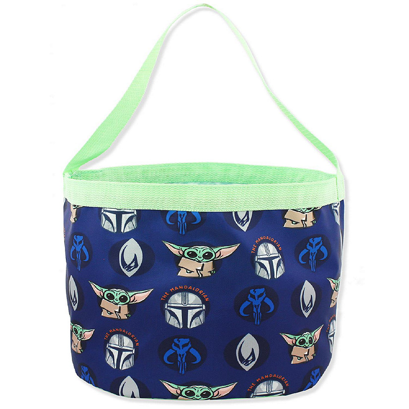 Star Wars Mandalorian Yoda Collapsible Nylon Basket Bucket Toy Storage Tote Bag (One Size, Blue/Green) Image