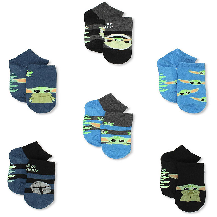 Star Wars The Mandalorian Baby Yoda Toddler Kids 6 Pack Gripper Socks (Small, Grey) Image