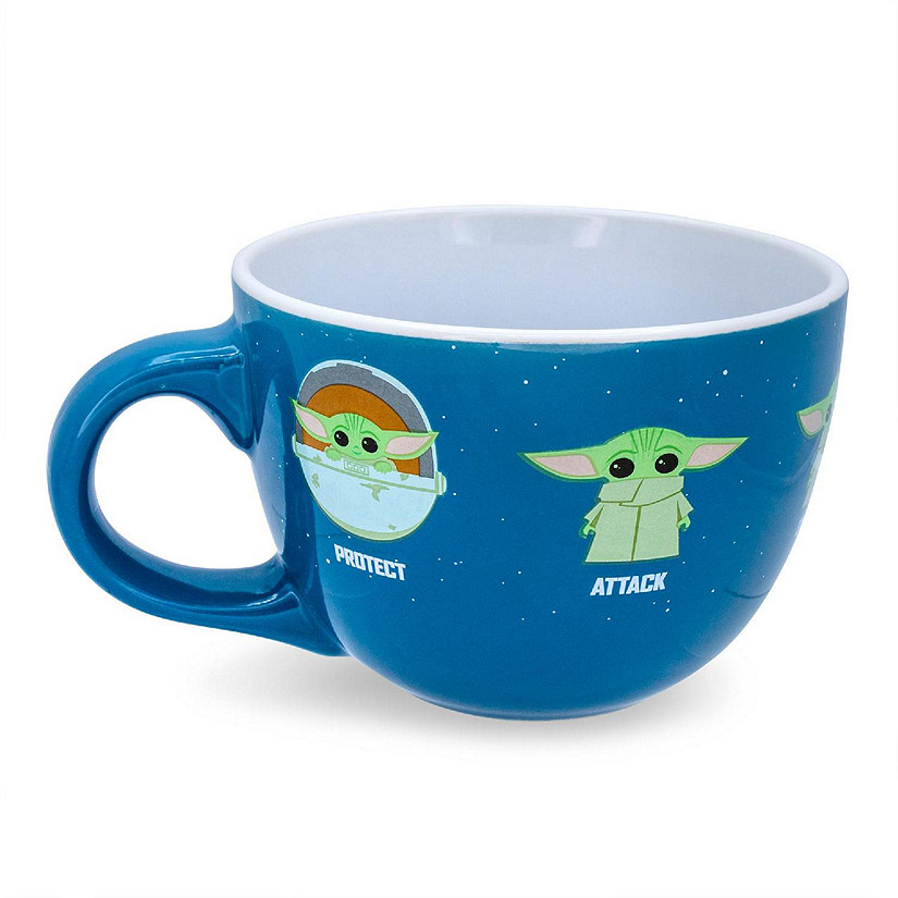 Star Wars: The Mandalorian Grogu "Protect Attack Snack" Ceramic Soup Mug Image