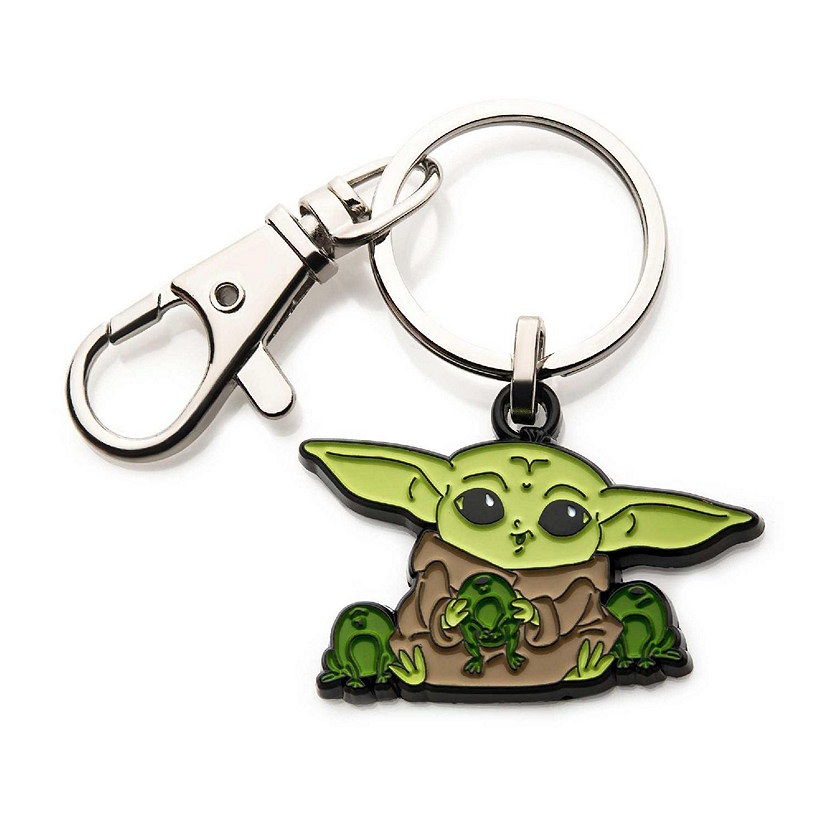 Star Wars The Mandalorian The Child Eating Space Frogs Enamel Keychain Image