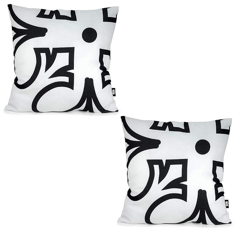 Star Wars White Throw Pillow  Black Rebel Insignia  25 x 25 Inches  Set of 2 Image