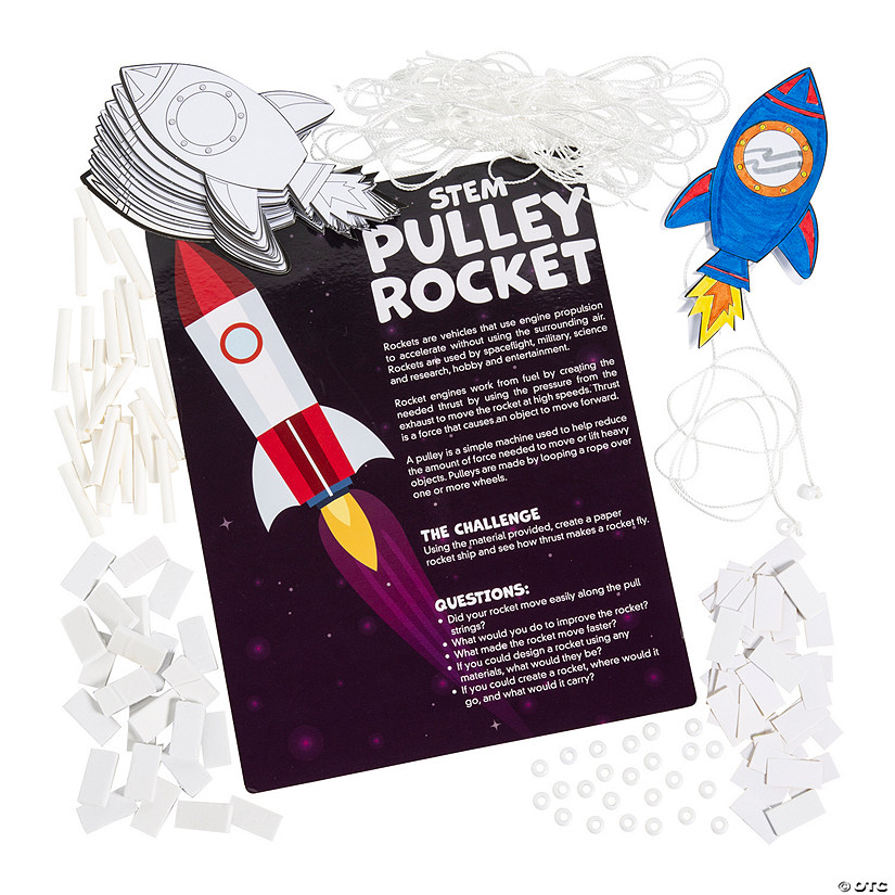 STEAM Color Your Own Rocket Pulley Craft Kit - Makes 12 Image