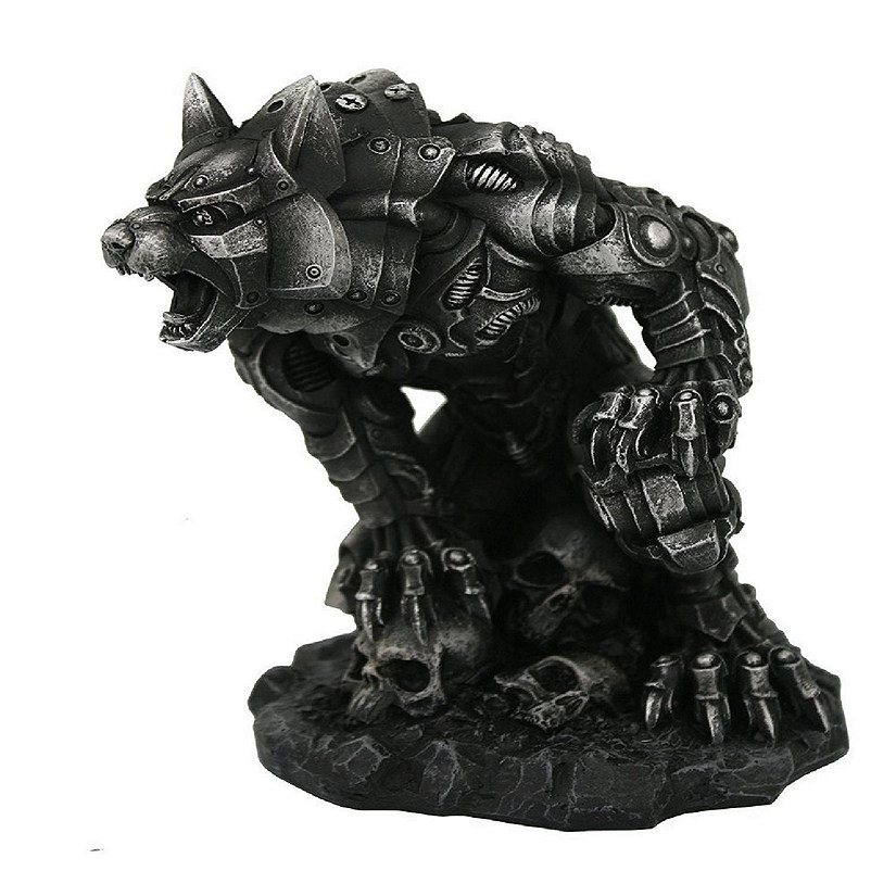 Steampunk Metal Werewolf on Skulls Figurine Steam Punk Monster Decoration New Image