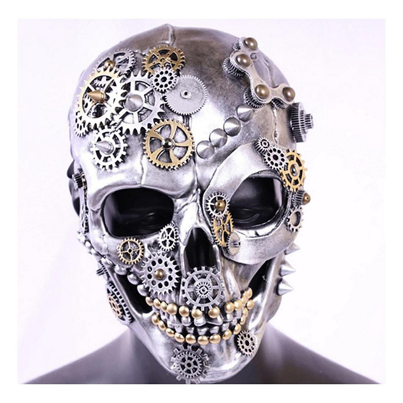 Steampunk Silver Skull Adult Costume Mask Image
