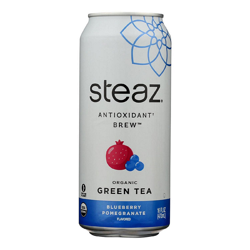 Steaz Lightly Sweetened Green Tea - Blueberry Pomegranate - Case of 12 - 16 Fl oz. Image