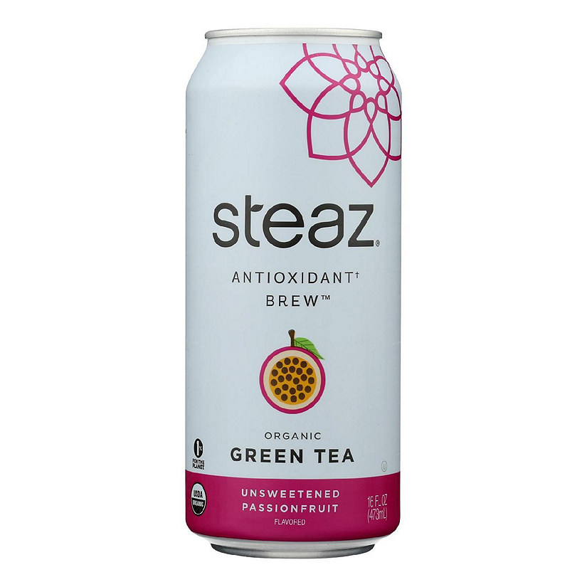 Steaz Unsweetened Green Tea - Passion Fruit - Case of 12 - 16 Fl oz. Image