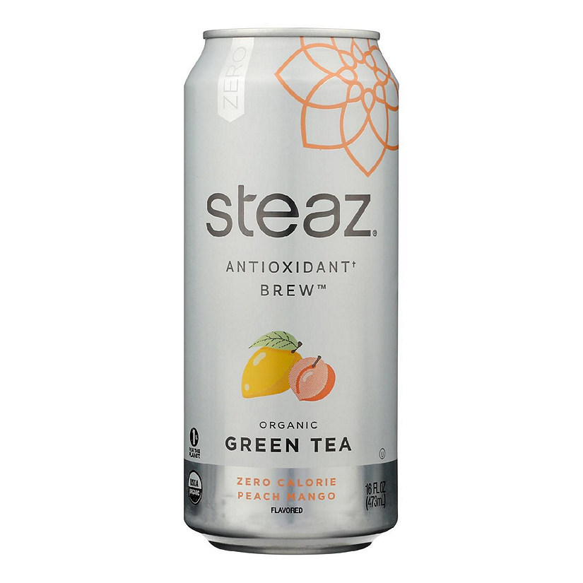 Steaz Zero Calorie Green Tea - Peach Mango - Case of 12 - 16 Fl oz. Image