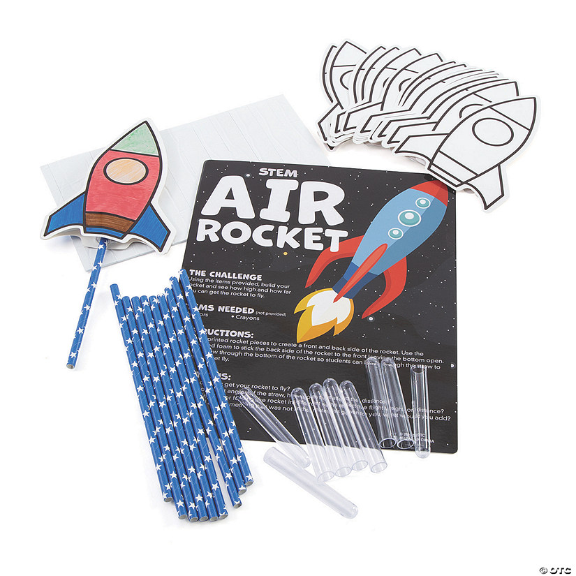 STEM Color Your Own Air Rocket Activity Learning Challenge Craft Kit - Makes 10 Image