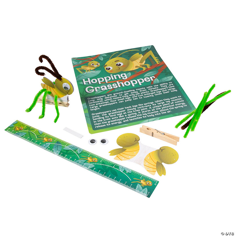 STEM Hopping Grasshopper Educational Craft Kit - Makes 12 Image