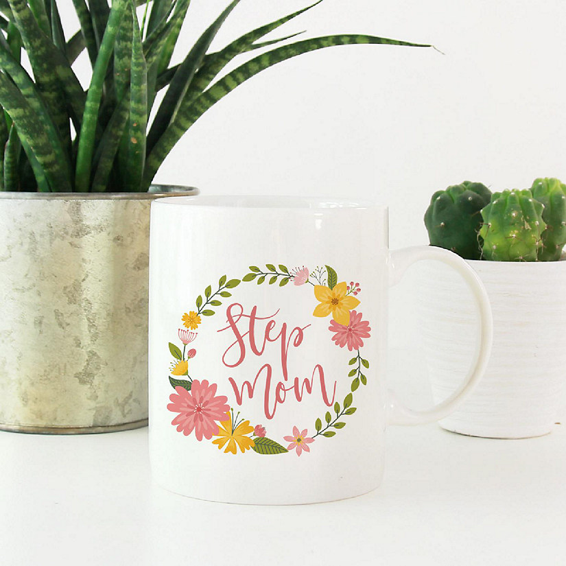 Step Mom Floral Wreath Ceramic Mug Image