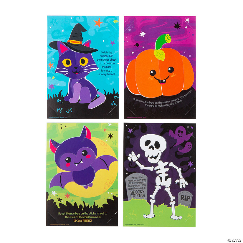 Sticker by Number Halloween Cards - 24 Pc. Image