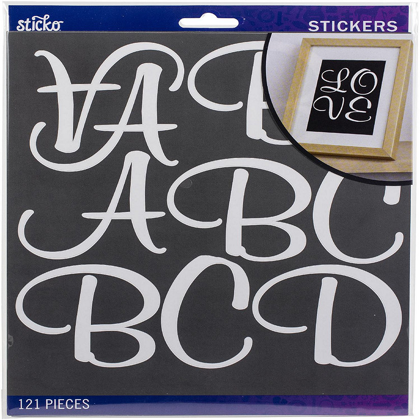Sticko Alphabet Stickers 121/Pkg-Script - Extra Large - White Image