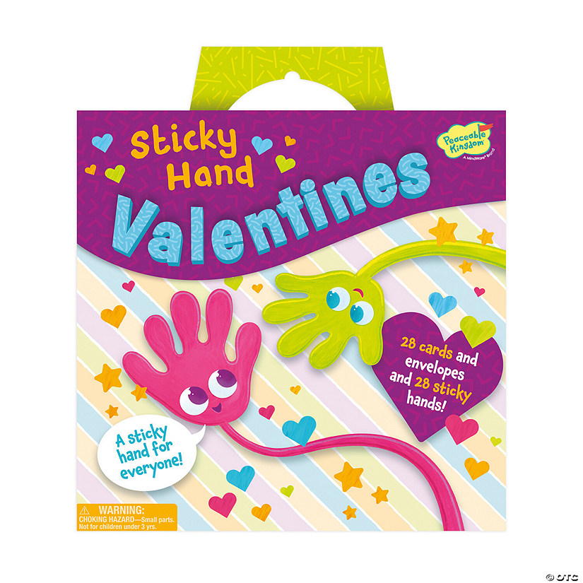 Sticky Hand Valentines: Set of 28 Cards with Sticky Hands and Envelopes Image