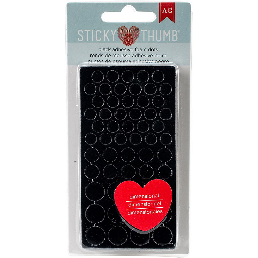 Sticky Thumb Dimensional Adhesive Foam 275/Pkg-Black Dots, Assorted Sizes Image