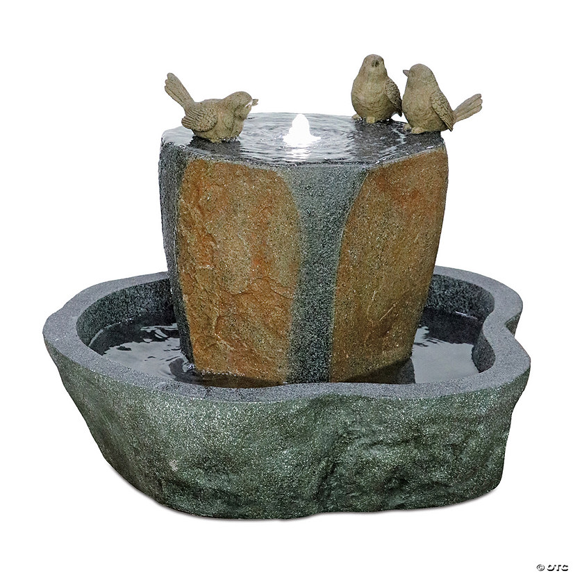 Stone Bird Bath Pool Fountain 22"D X 17.5"H Resin Image