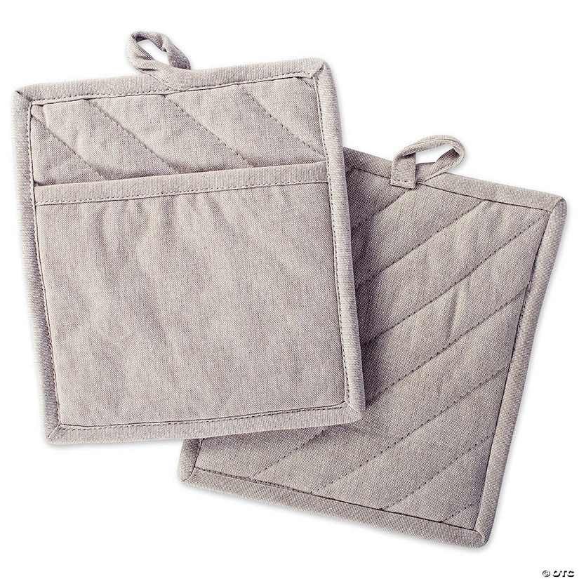 Stone Brown Solid Chambray Potholder (Set Of 2) Image