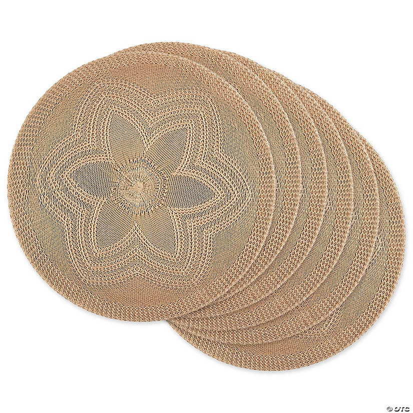 Stone Floral Woven Round Placemat Set/6 Image