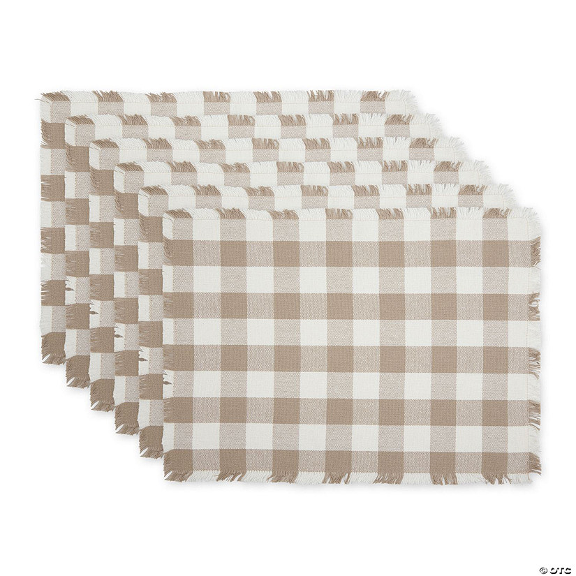 Stone Heavyweight Check Fringed Placemat (Set Of 6) Image