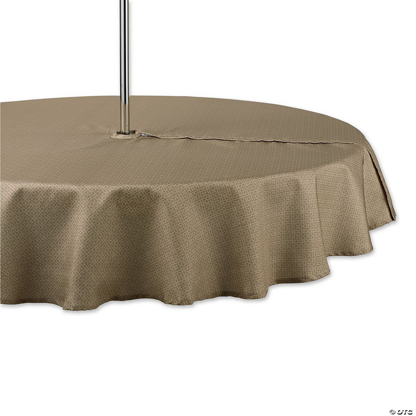 Stone Tonal Lattice Print Outdoor Tablecloth With Zipper 60 Round Image