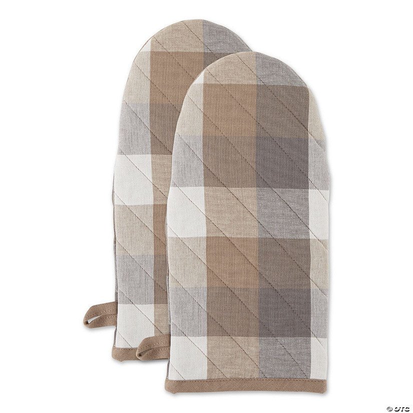 Stone Tri Color Check Oven Mitt (Set Of 2) Image