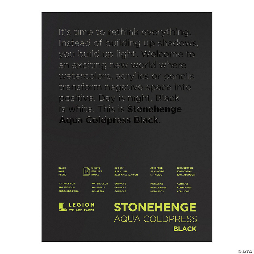 Stonehenge Aqua Block Coldpress Pad 9"X12" 15 Sheets/Pkg-Black 140lb Image