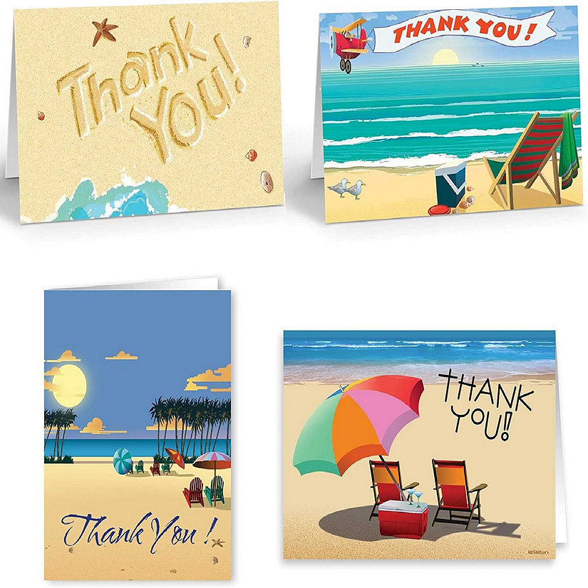 Stonehouse Collection  Beach Note Cards Assorted Pack- 12 Beach Note - Beach Variety Set Image