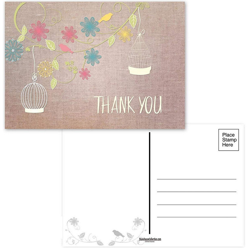 Stonehouse Collection Rustic Floral & Bird Theme Thank You -4 x 6 ...