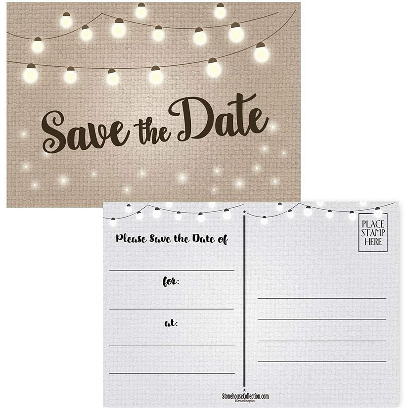 Stonehouse Collection String Lights Save The Date Postcards 40 , 4 x 6  Postcards Image