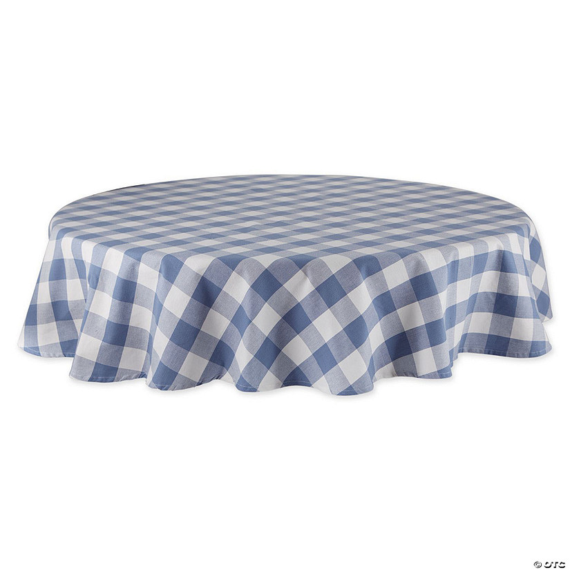 Stonewash Blue Buffalo Check Tablecloth 70 Round Image