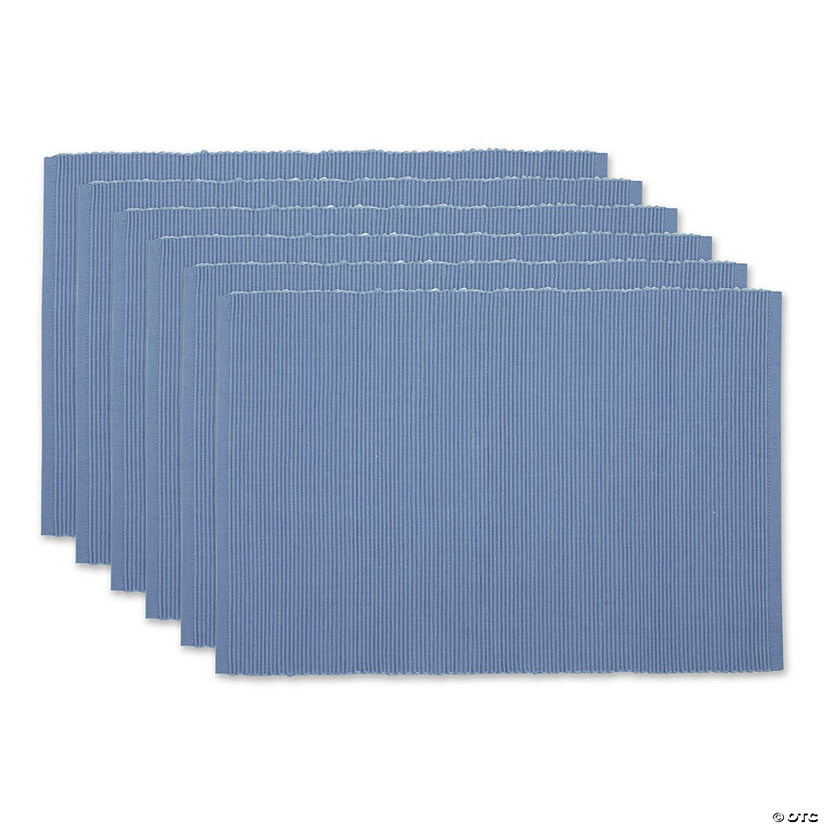 Stonewash Blue Placemat Set, 13X19", 6 Piece Image