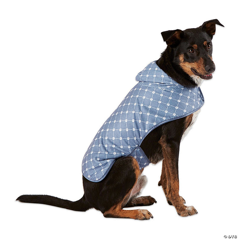 Stonewash Blue Printed Trellis Paw Medium Pet Robe Image