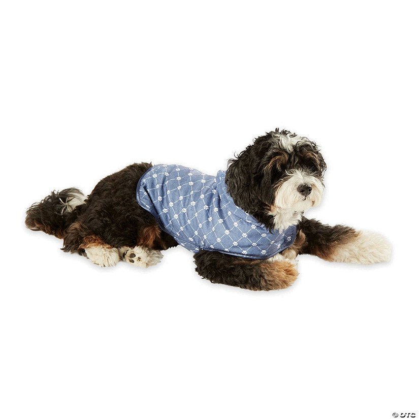 Stonewash Blue Printed Trellis Paw Small Pet Robe Image