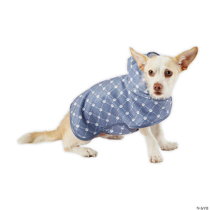 Stonewash Blue Printed Trellis Paw X-Small Pet Robe Image