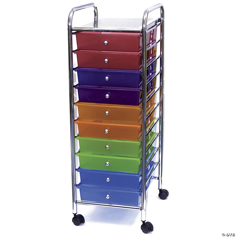 Storage Studios Home Center Rolling Cart W/10 DrawersMulticolor