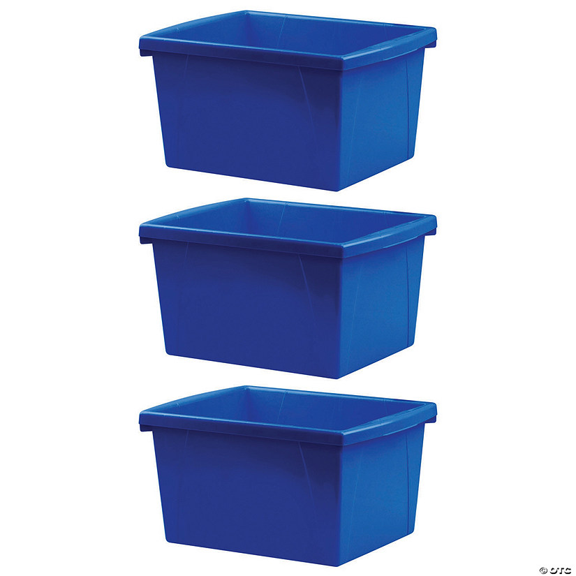 Storex 4 Gallon Storage Bin, Blue, Pack of 3 Image