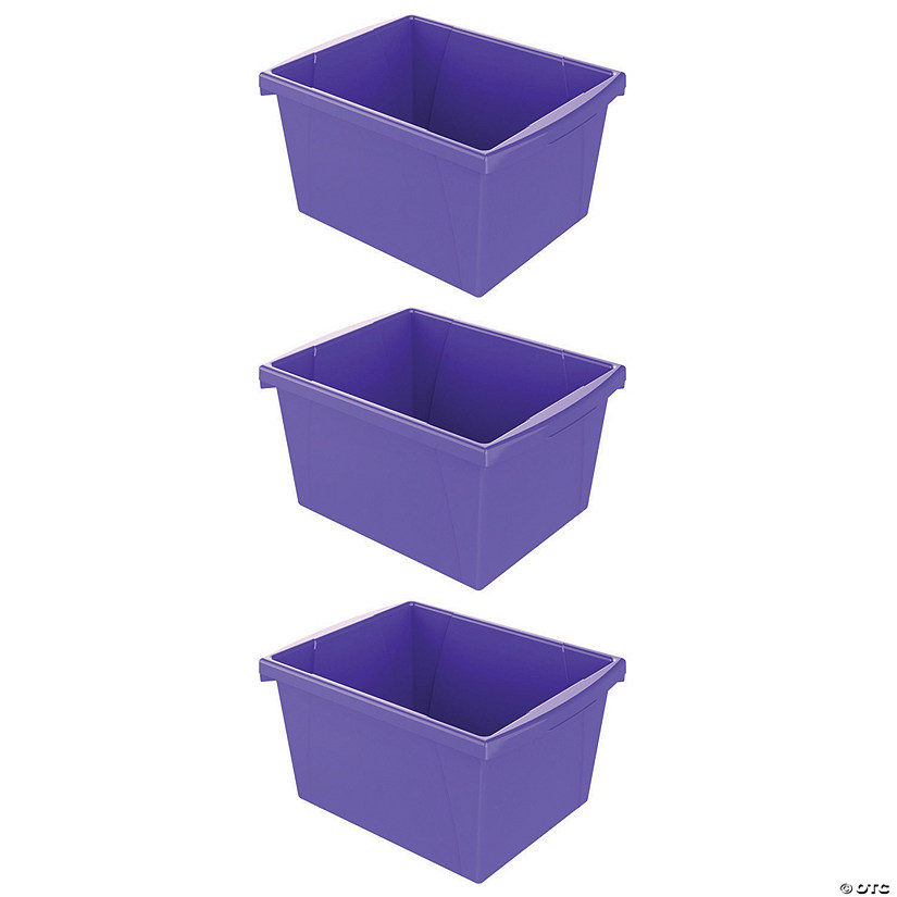 Storex 4 Gallon Storage Bin, Purple, Pack of 3 Image