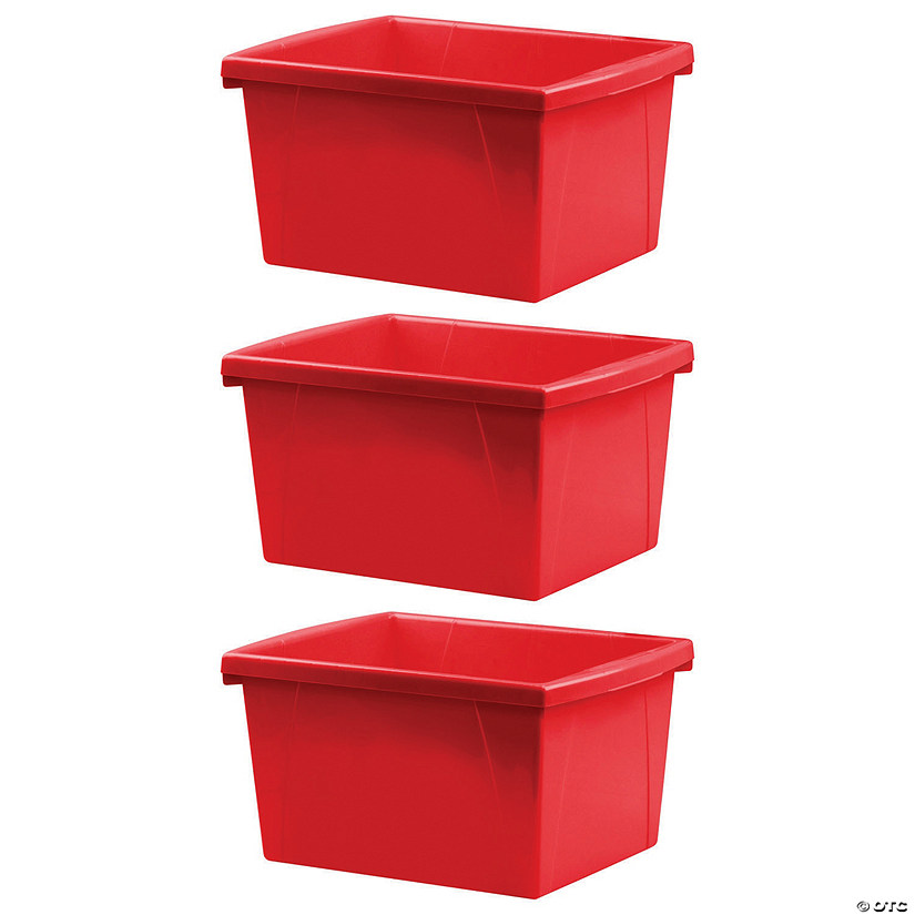 Storex 4 Gallon Storage Bin, Red, Pack of 3 Image