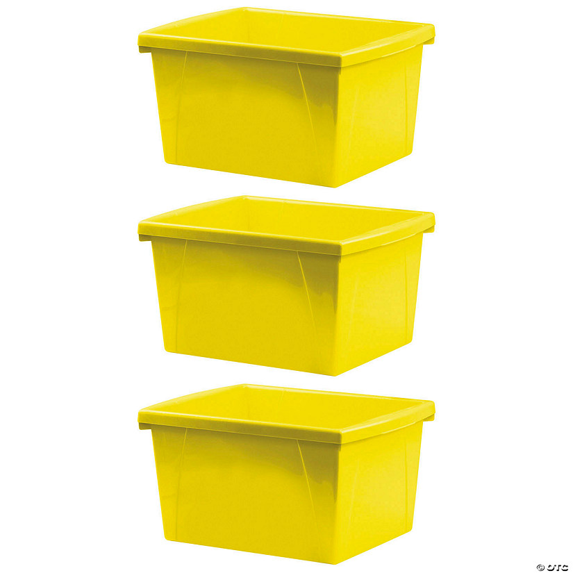 Storex 4 Gallon Storage Bin, Yellow, Pack of 3 Image