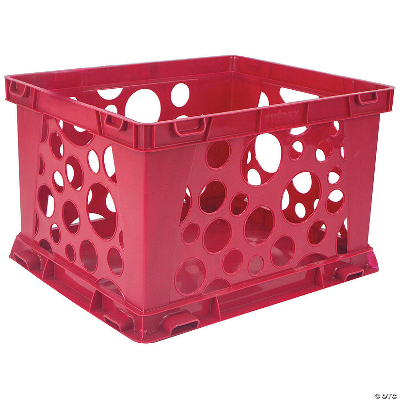 Storex Mini Crate, Red, 9" x 7.75" x 6", Set of 6 Image