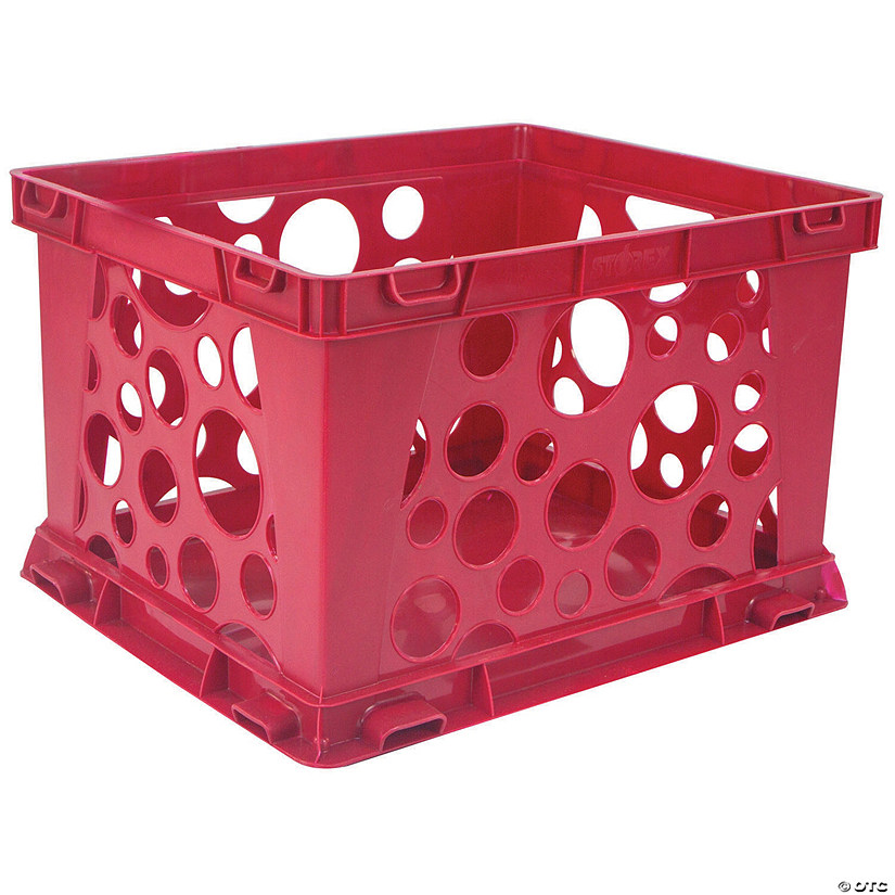Storex Mini Crate, Red, 9" x 7.75" x 6", Set of 6