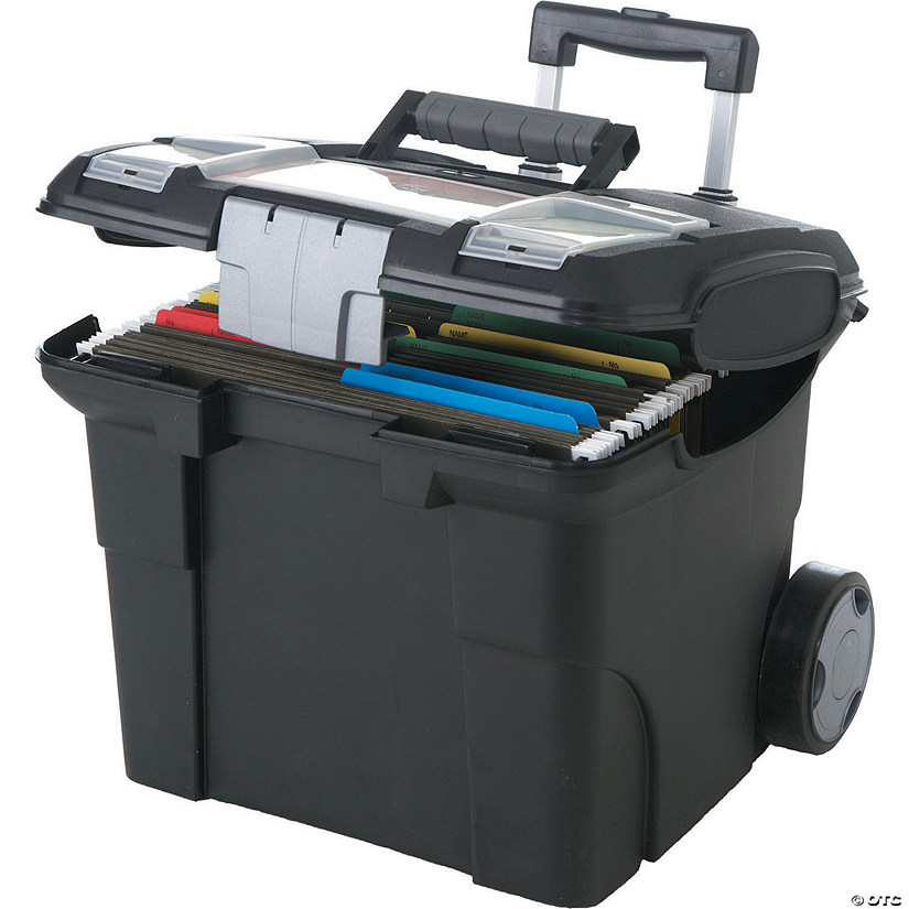 Storex Premium File Box with Wheels, Black Image
